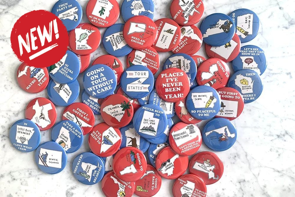 Tour The States Collectible 2.25 Buttons - All 54 Pack